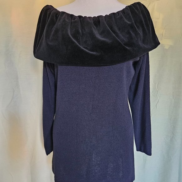 Size L Vintage 1990s Casual Connection Velvet Collar Sweater - Picture 2 of 8